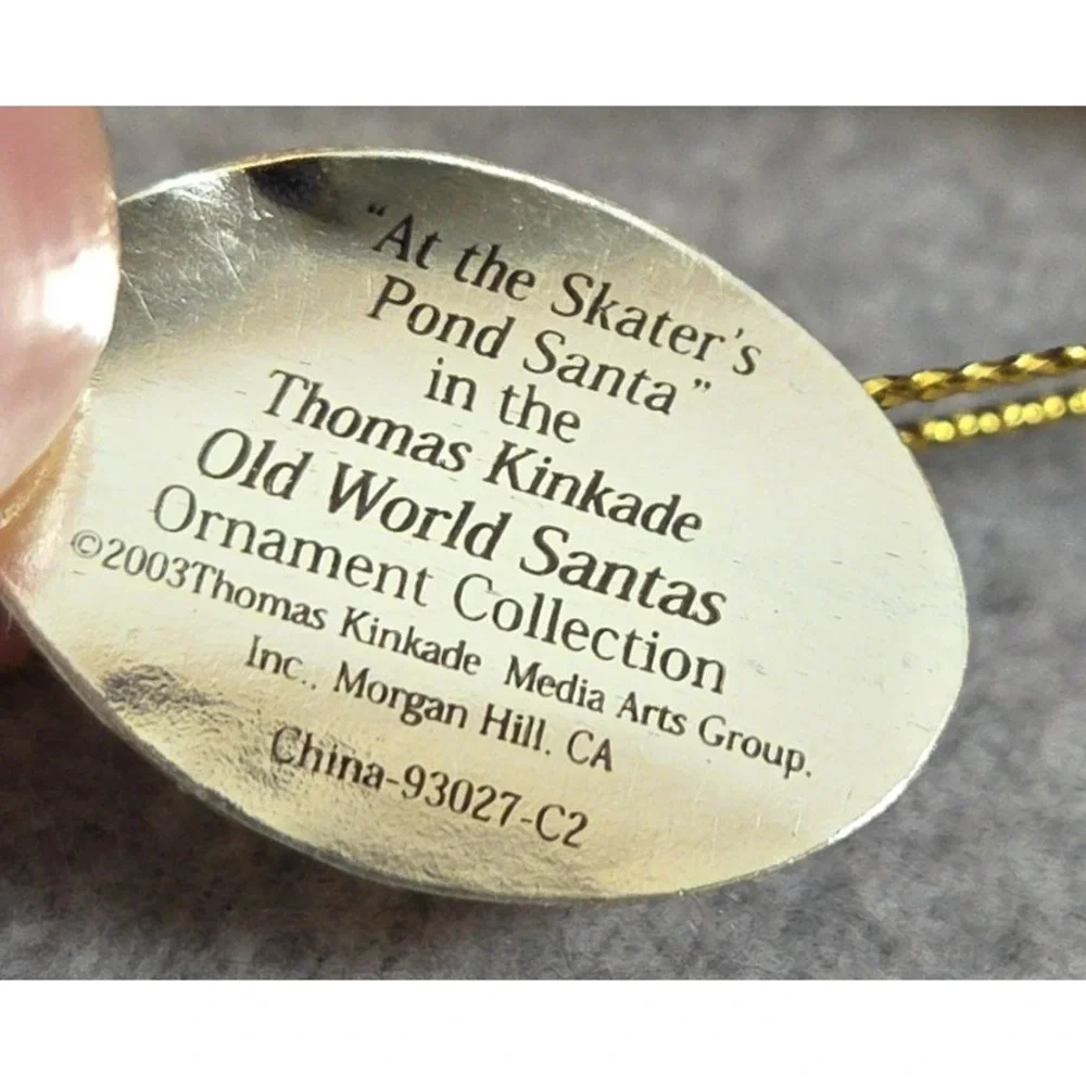 Thomas Kinkade Old World Santa Heirloom Ashton Drake 2003 At‎ The Skaters Pond